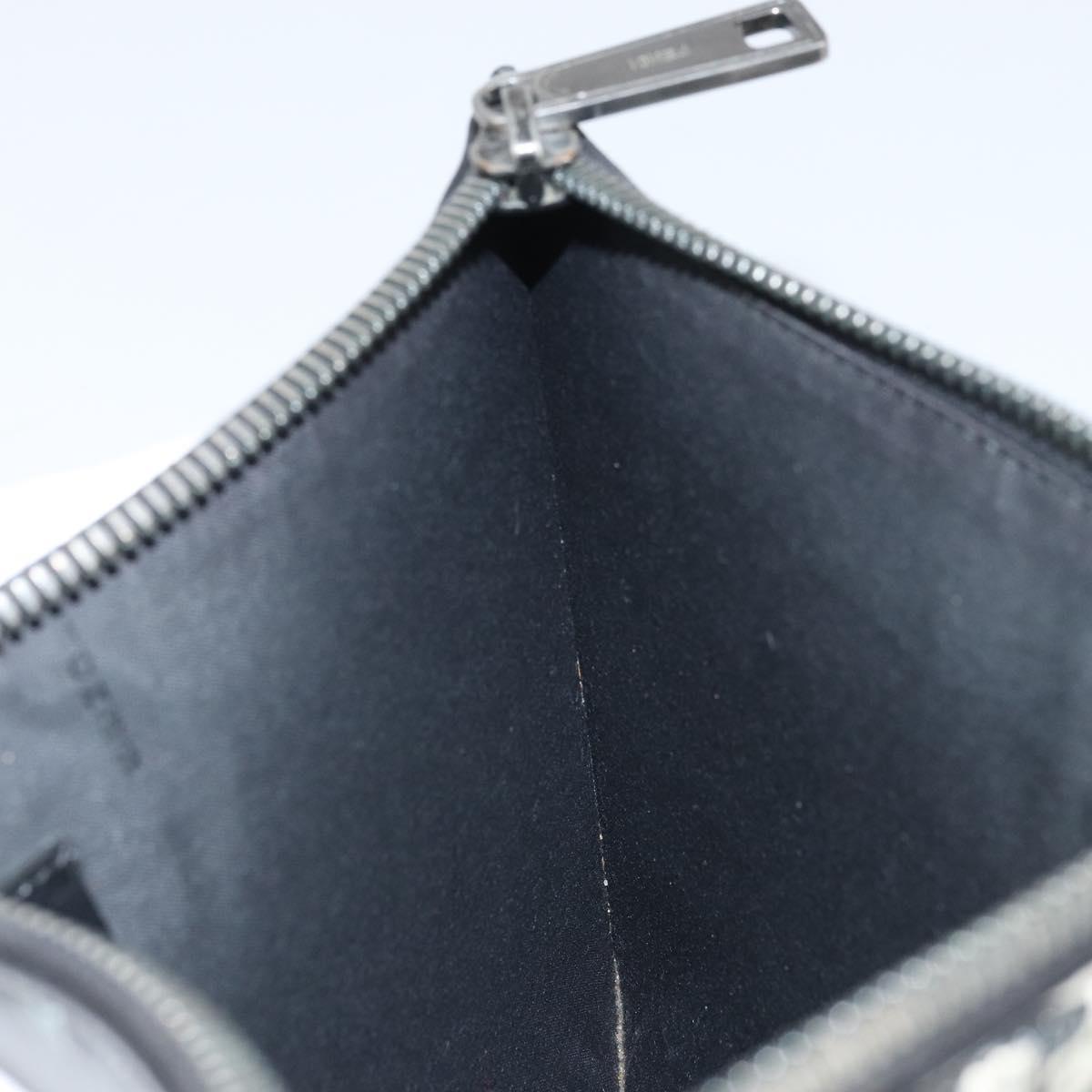 FENDI Clutch Bag Leather Black Auth ka2288
