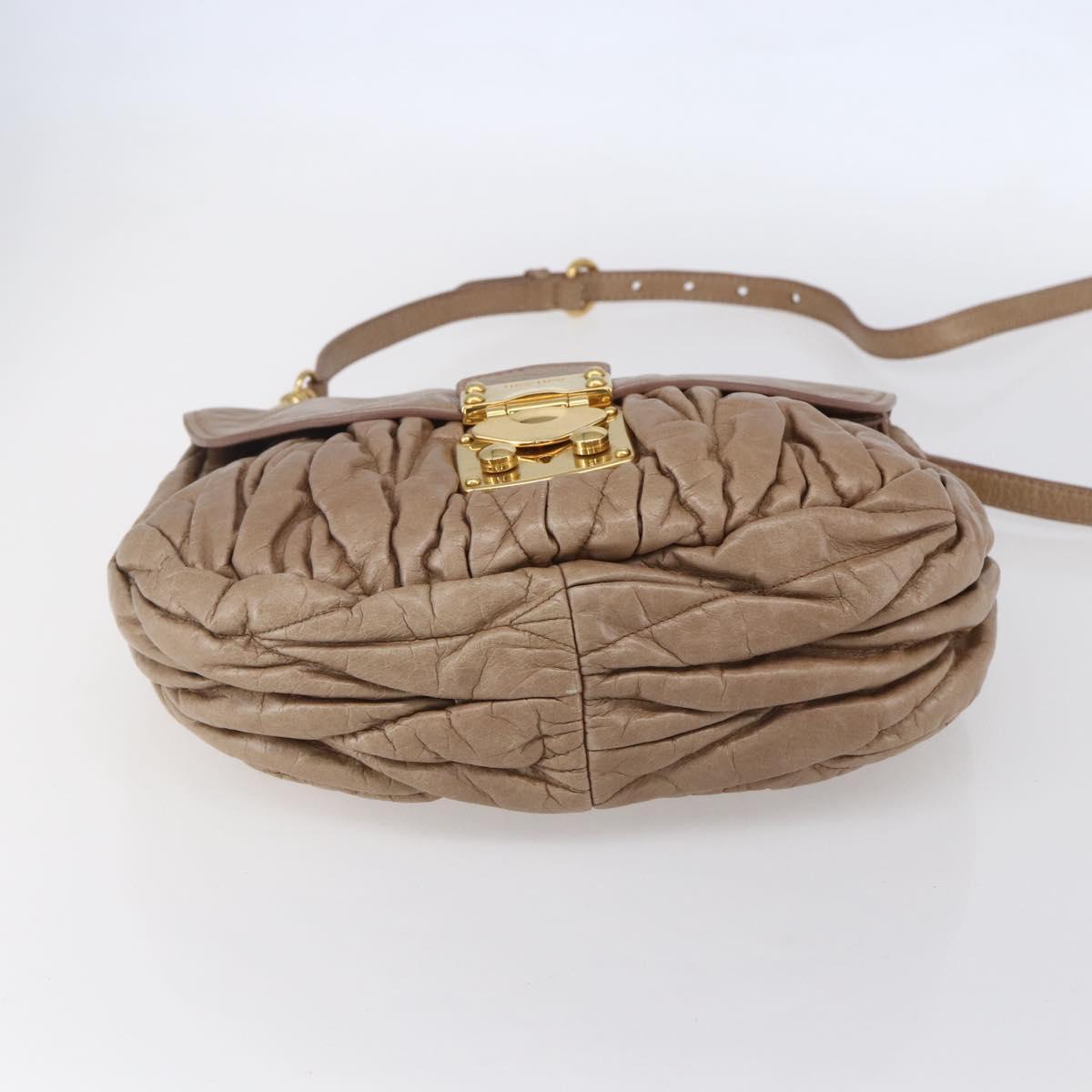 Miu Miu Matelasse Shoulder Bag Leather 2way Pink Gold Auth ka229