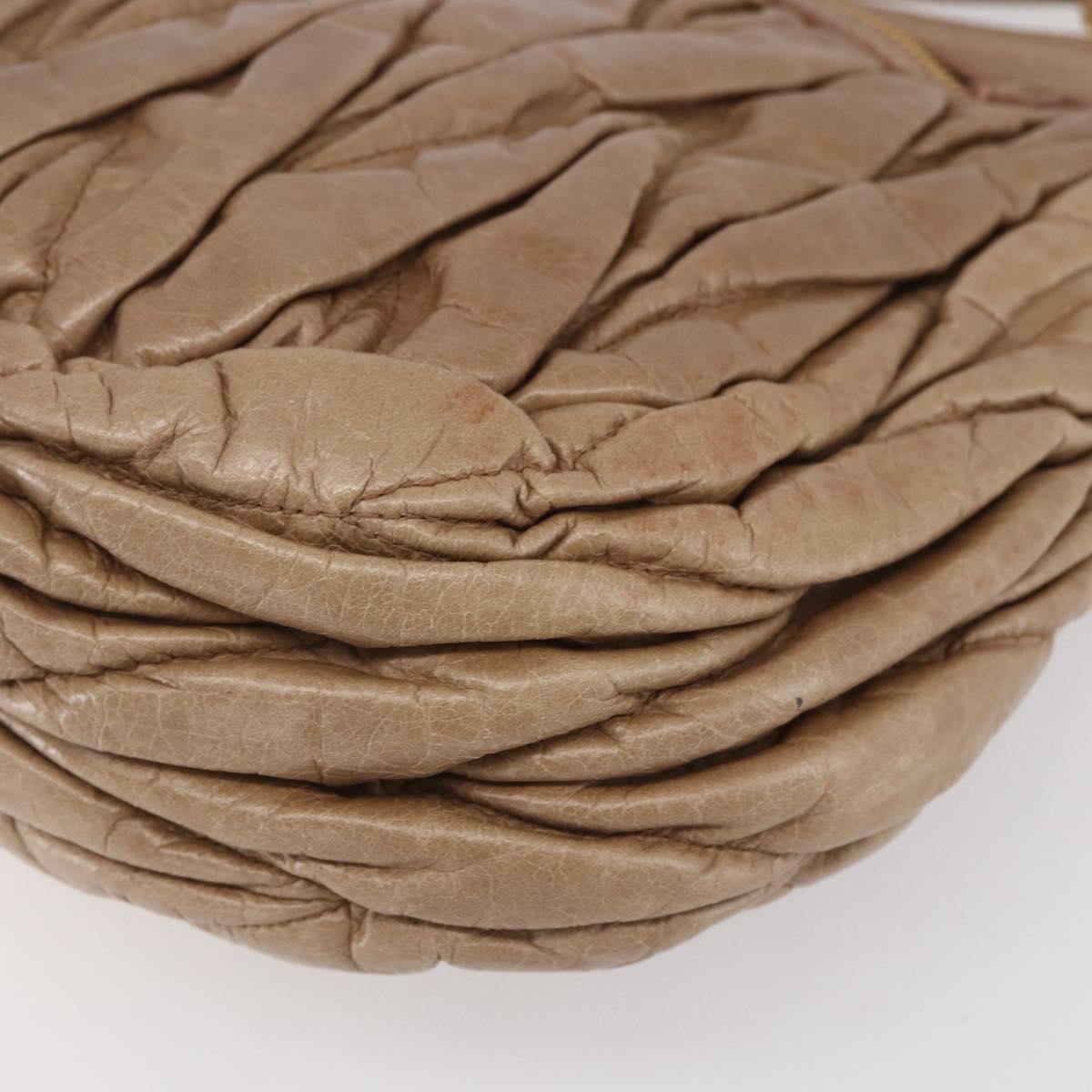 Miu Miu Matelasse Shoulder Bag Leather 2way Pink Gold Auth ka229