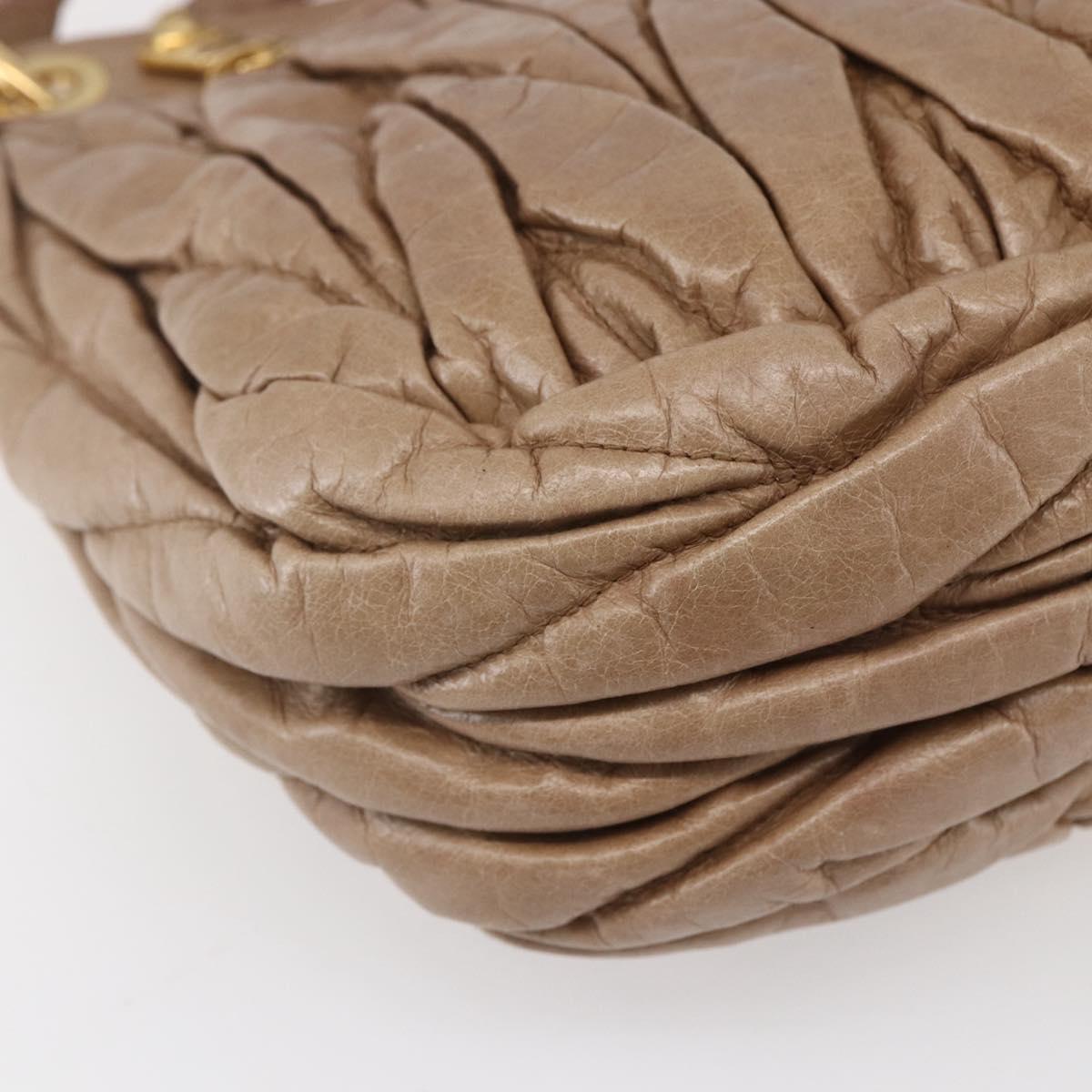 Miu Miu Matelasse Shoulder Bag Leather 2way Pink Gold Auth ka229