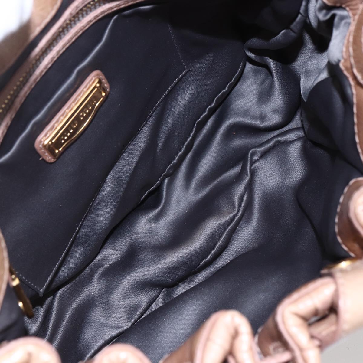 Miu Miu Matelasse Shoulder Bag Leather 2way Pink Gold Auth ka229