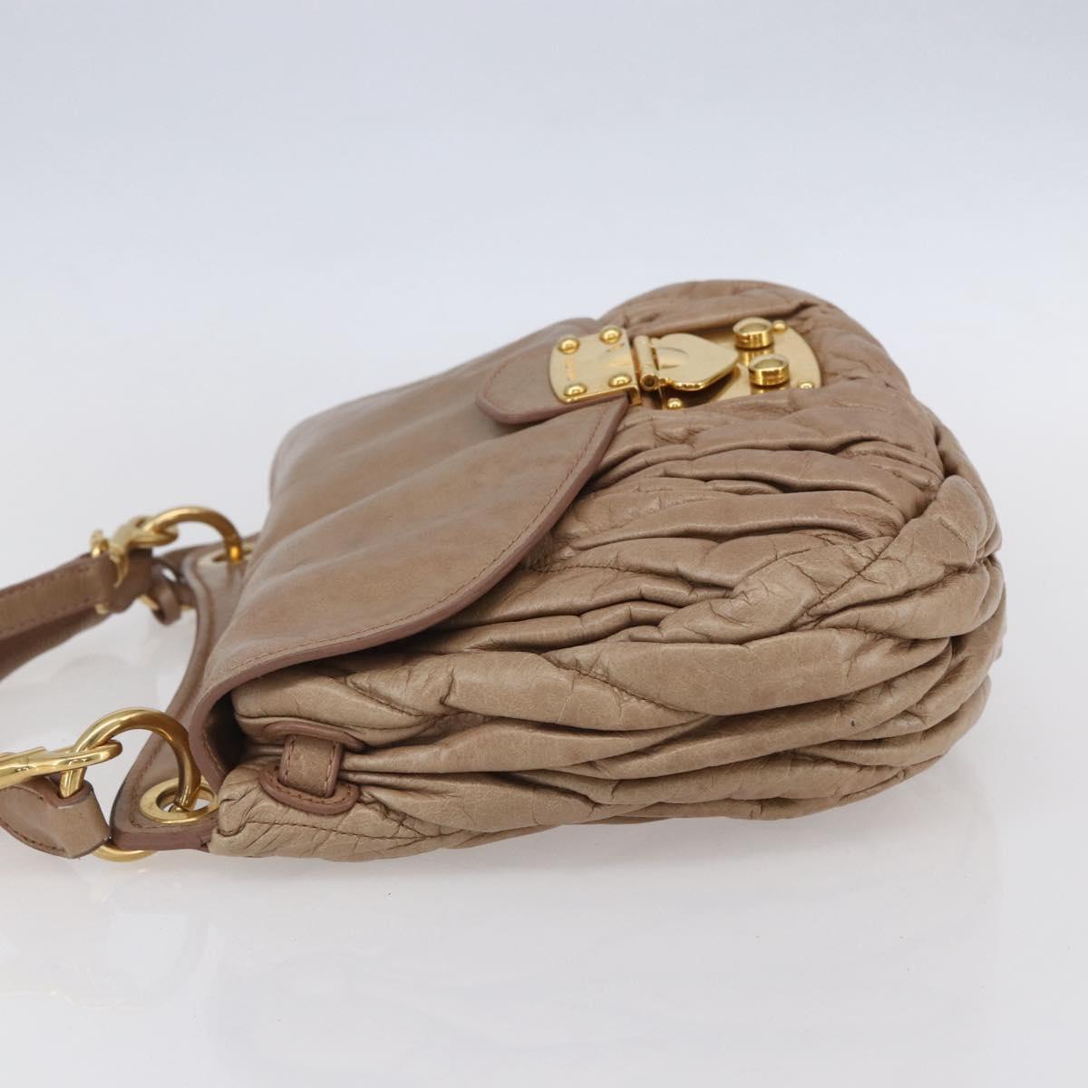 Miu Miu Matelasse Shoulder Bag Leather 2way Pink Gold Auth ka229