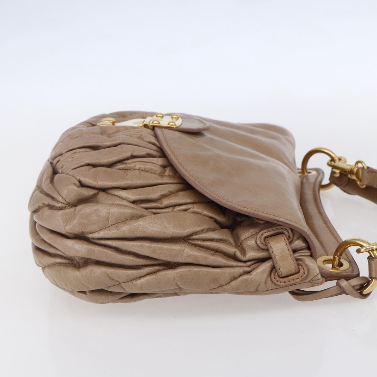 Miu Miu Matelasse Shoulder Bag Leather 2way Pink Gold Auth ka229