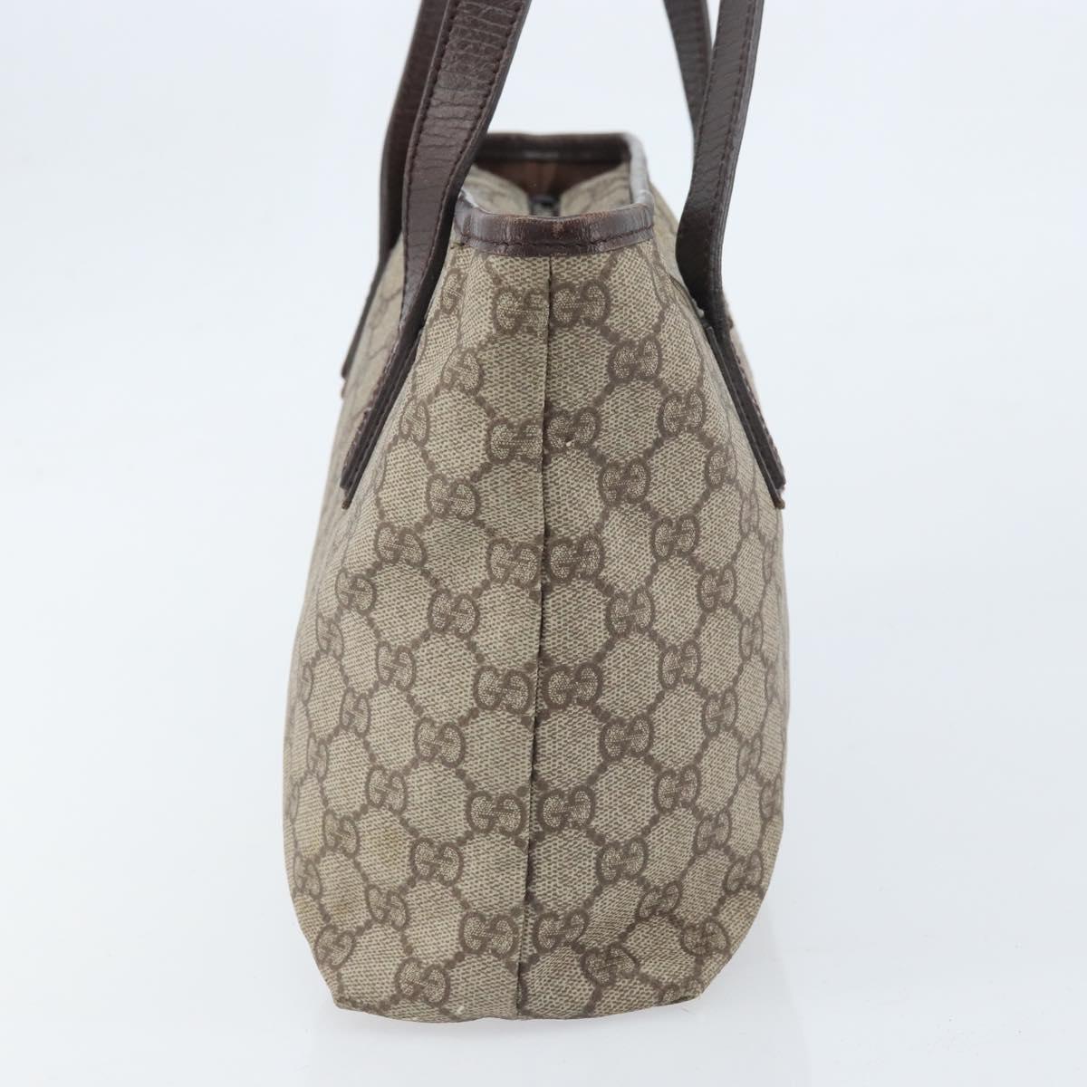 GUCCI GG Supreme Tote Bag PVC Beige Silver 181086 Auth ka2296