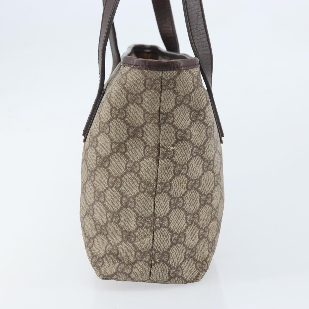 GUCCI GG Supreme Tote Bag PVC Beige Silver 181086 Auth ka2296