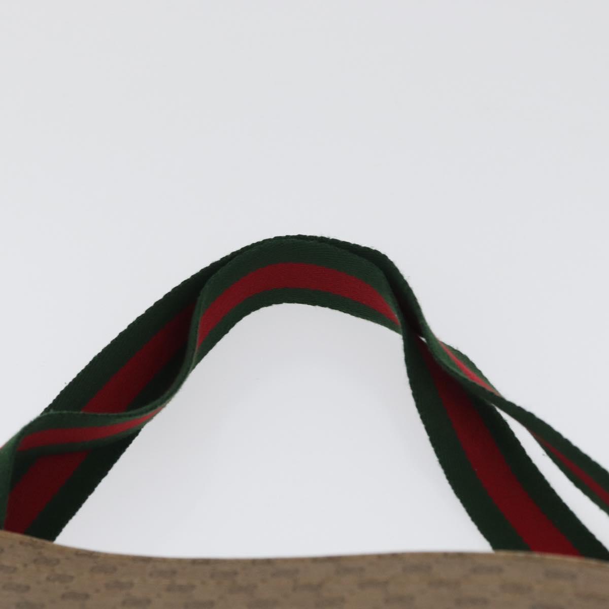 GUCCI Micro GG Supreme Web Sherry Line Tote Bag PVC Beige Gold Red Auth ka2297
