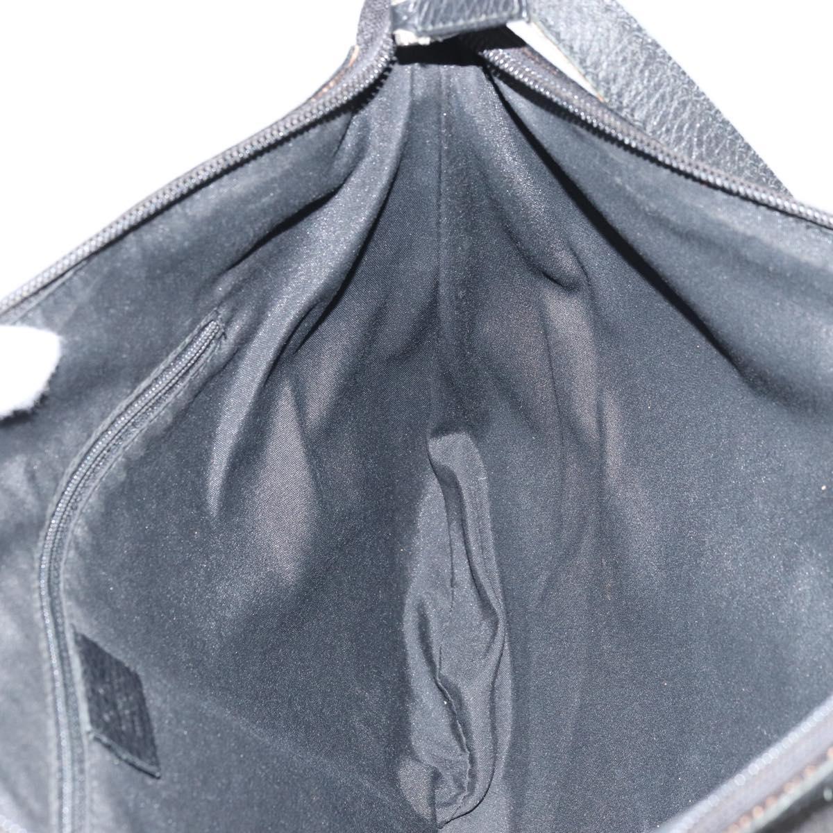 GUCCI GG Canvas Shoulder Bag Black Silver 272380 Auth ka2298A