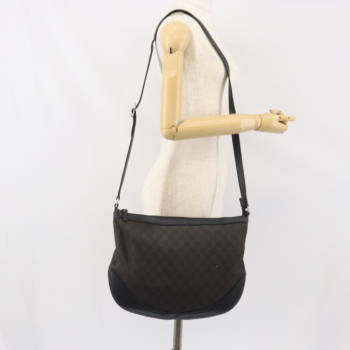 GUCCI GG Canvas Shoulder Bag Black Silver 272380 Auth ka2298A