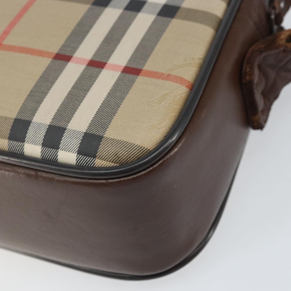 Burberrys Nova Check Shoulder Bag Canvas Beige Gold Auth ka2309