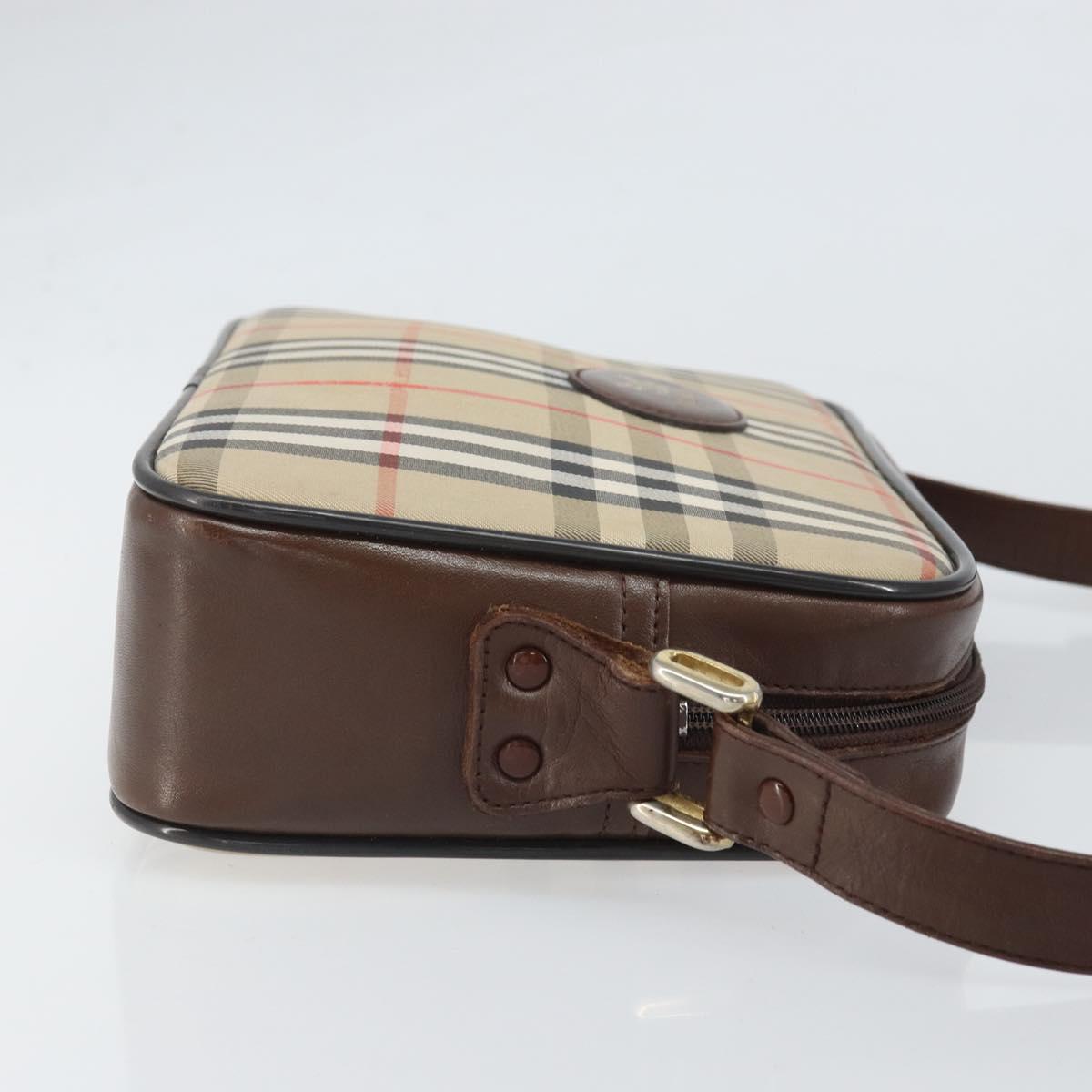 Burberrys Nova Check Shoulder Bag Canvas Beige Gold Auth ka2309