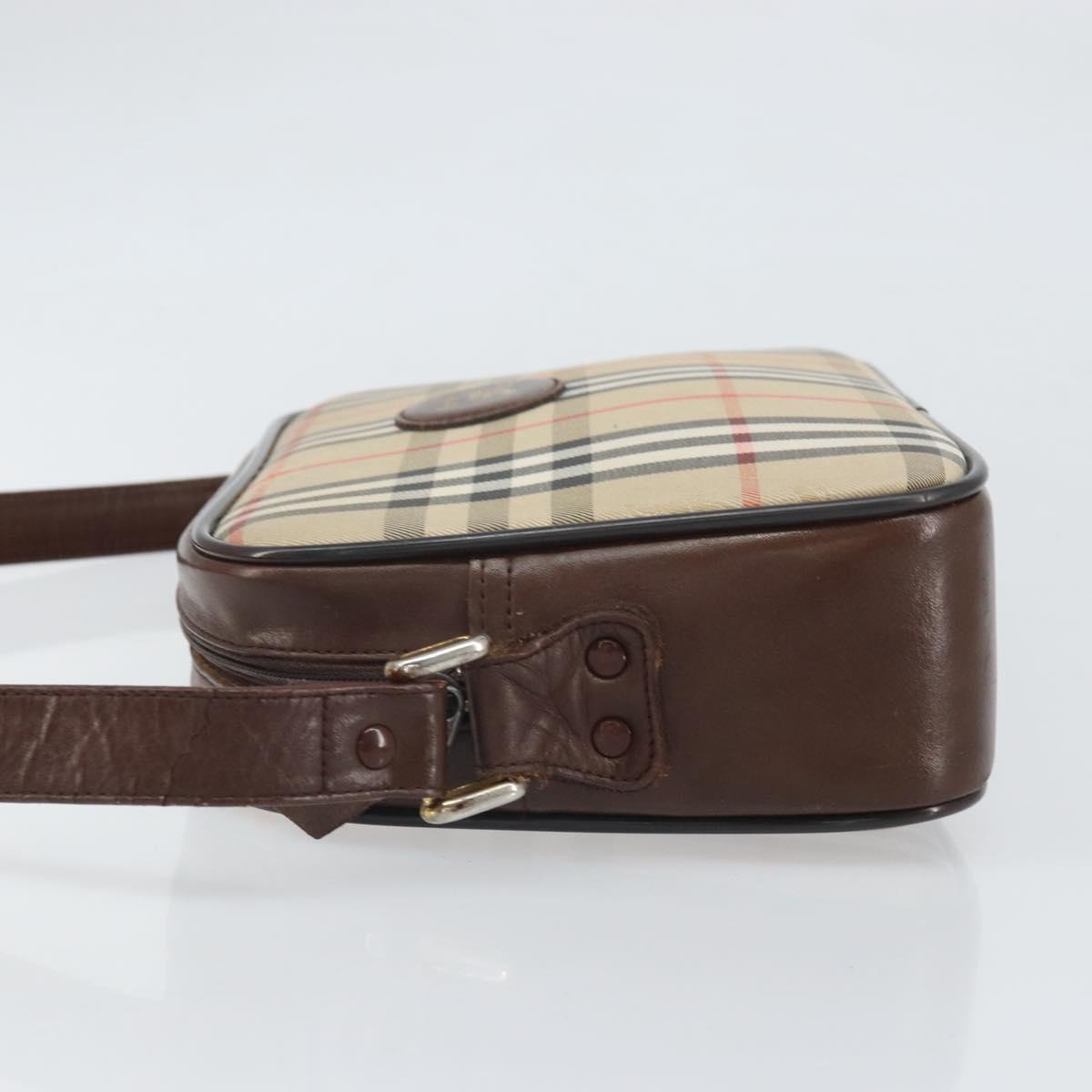 Burberrys Nova Check Shoulder Bag Canvas Beige Gold Auth ka2309