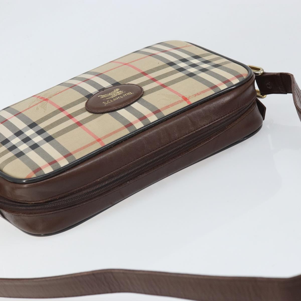 Burberrys Nova Check Shoulder Bag Canvas Beige Gold Auth ka2309