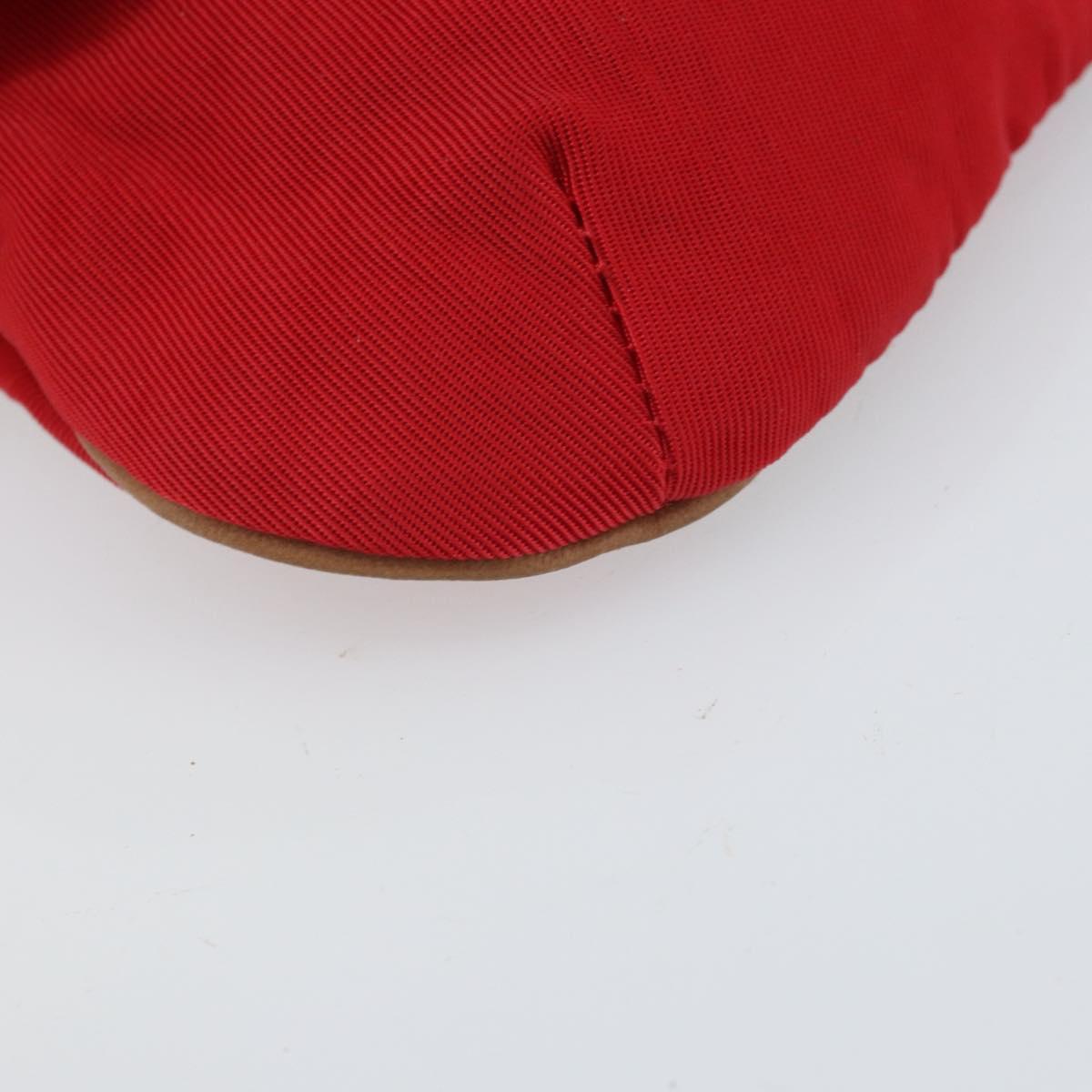 Christian Dior Waist bag Nylon Leather Red Silver Auth ka2312
