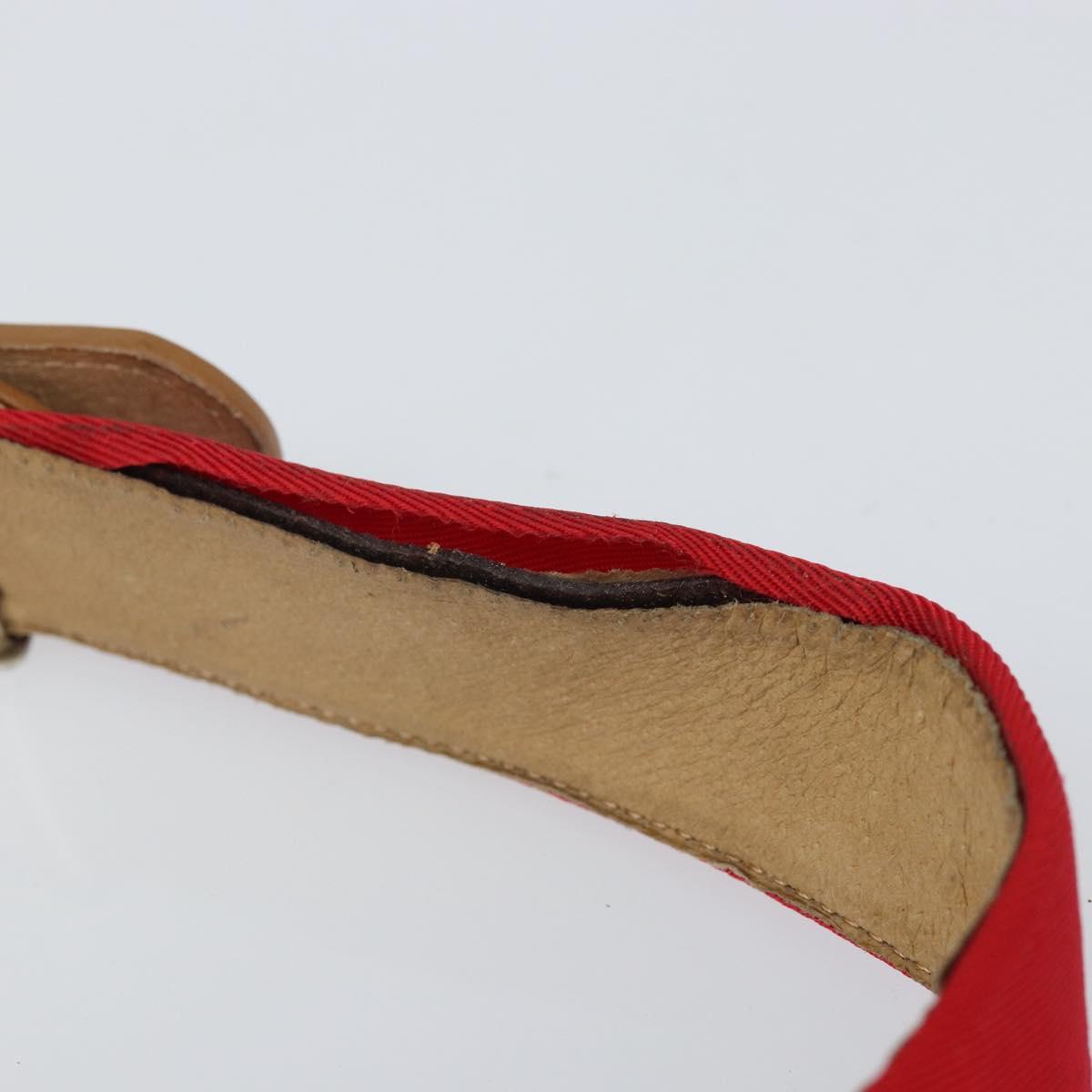 Christian Dior Waist bag Nylon Leather Red Silver Auth ka2312