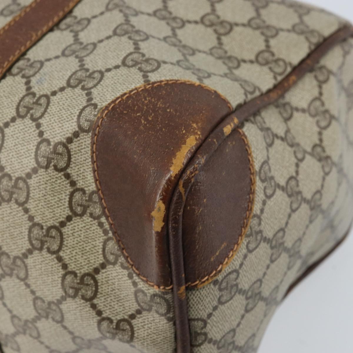 GUCCI GG Supreme Hand Bag PVC Beige Gold Auth ka2314