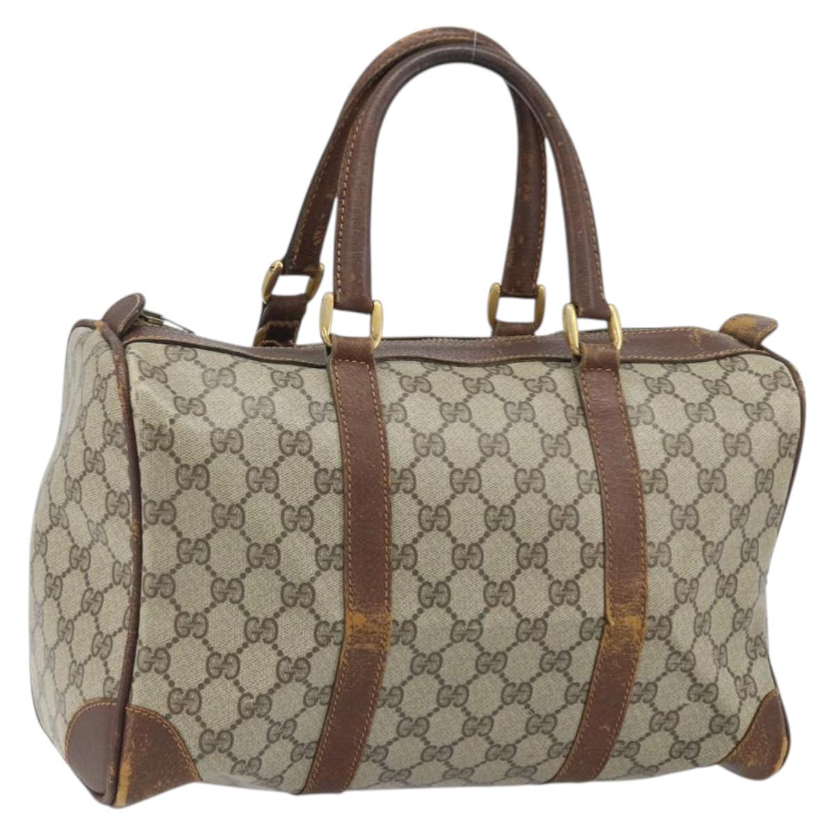 GUCCI GG Supreme Hand Bag PVC Beige Gold Auth ka2314