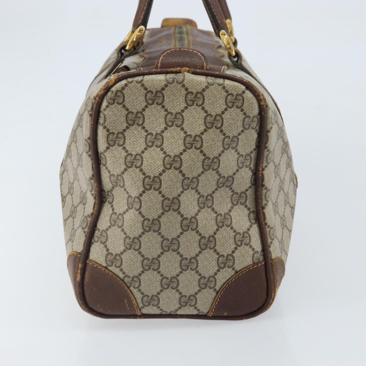 GUCCI GG Supreme Hand Bag PVC Beige Gold Auth ka2314