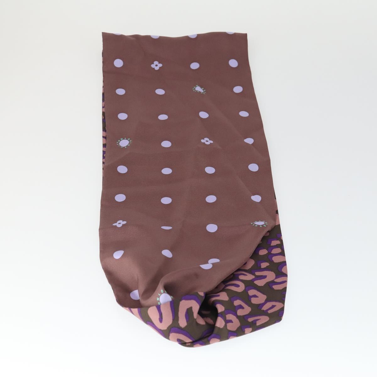 LOUIS VUITTON Leopard Pattern Scarf Silk Purple LV Auth ka2317V