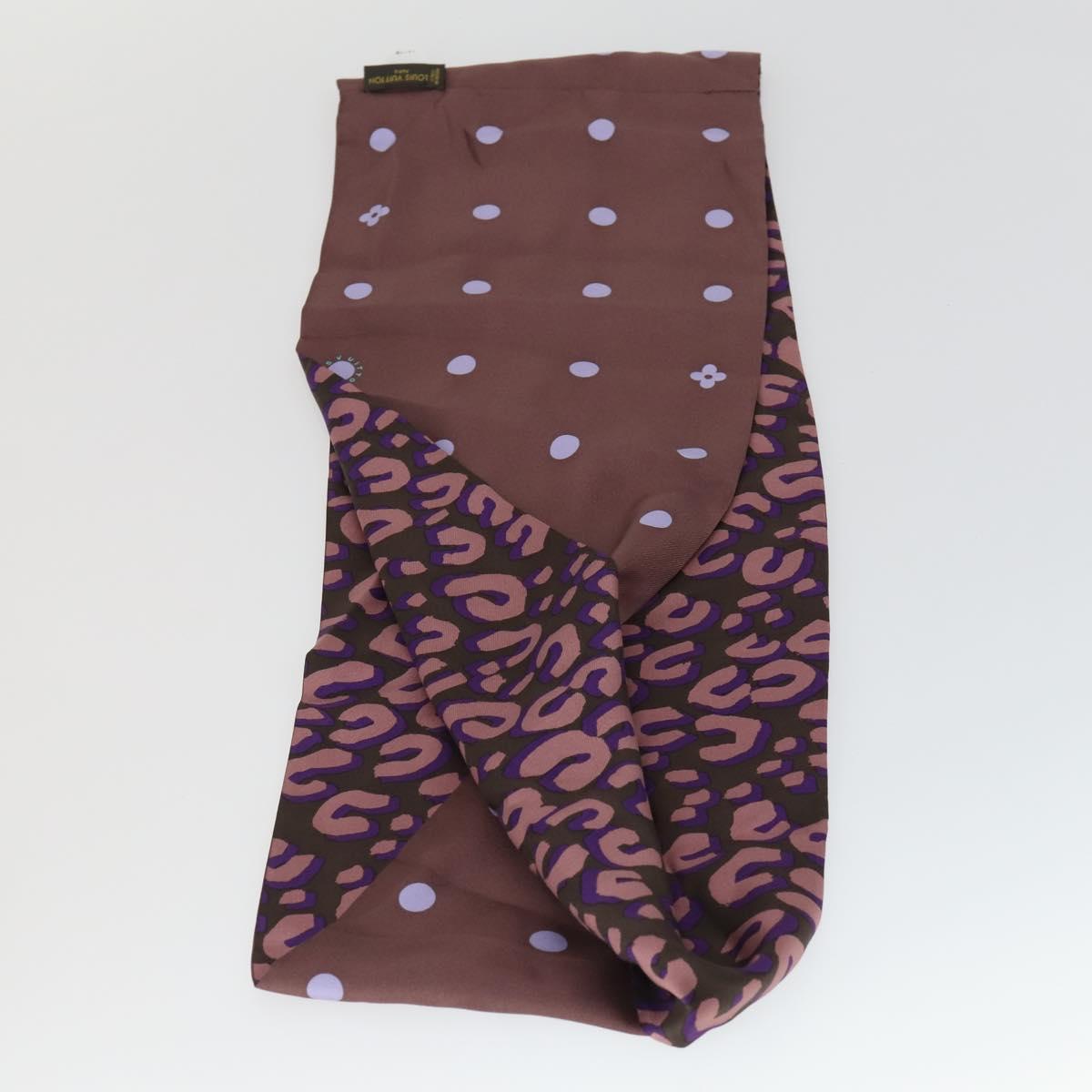 LOUIS VUITTON Leopard Pattern Scarf Silk Purple LV Auth ka2317V