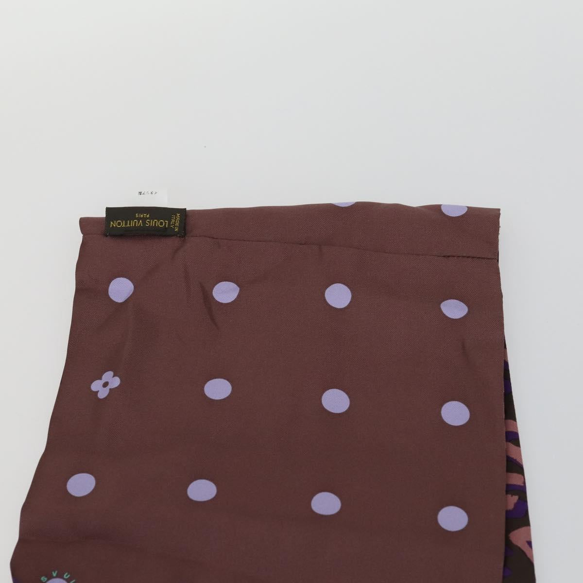 LOUIS VUITTON Leopard Pattern Scarf Silk Purple LV Auth ka2317V