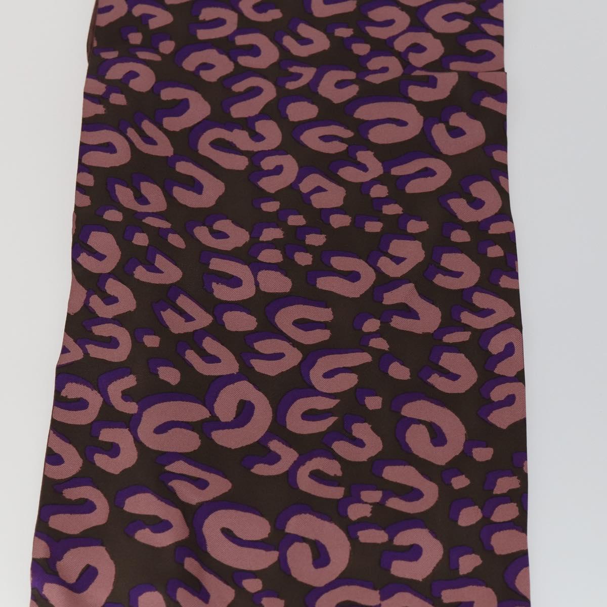 LOUIS VUITTON Leopard Pattern Scarf Silk Purple LV Auth ka2317V