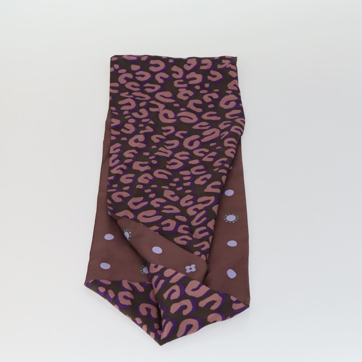 LOUIS VUITTON Leopard Pattern Scarf Silk Purple LV Auth ka2317V