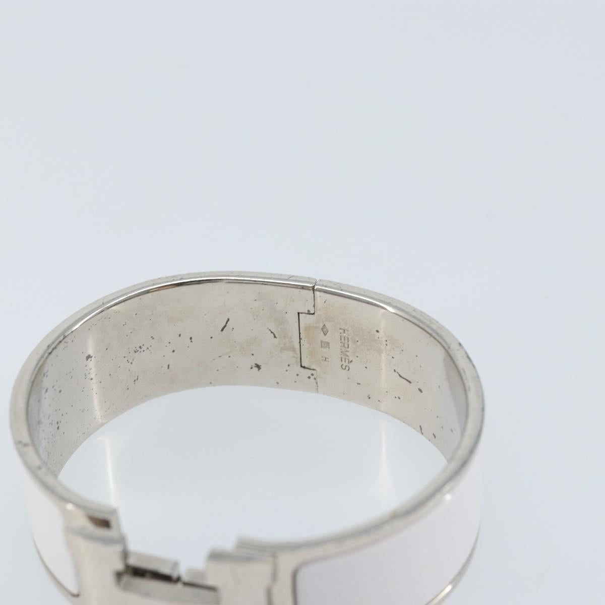 HERMES Bangle Click Crack Bracelet metal White Auth ka2319M