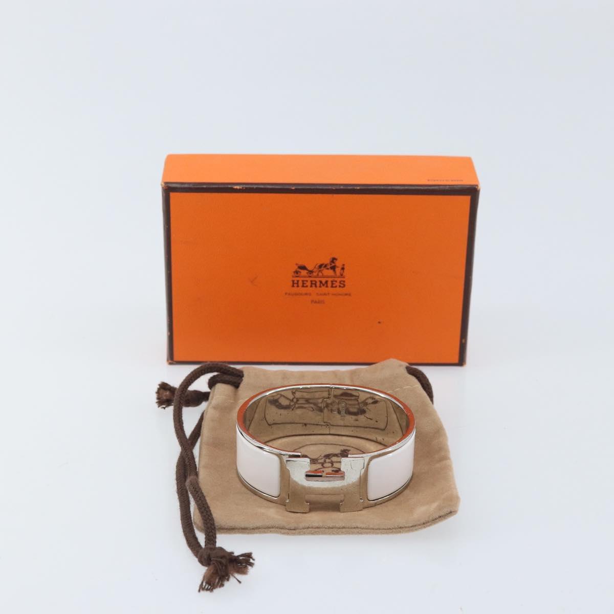 HERMES Bangle Click Crack Bracelet metal White Auth ka2319M