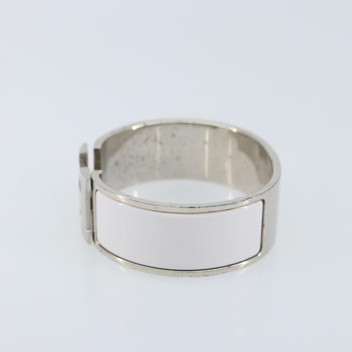 HERMES Bangle Click Crack Bracelet metal White Auth ka2319M