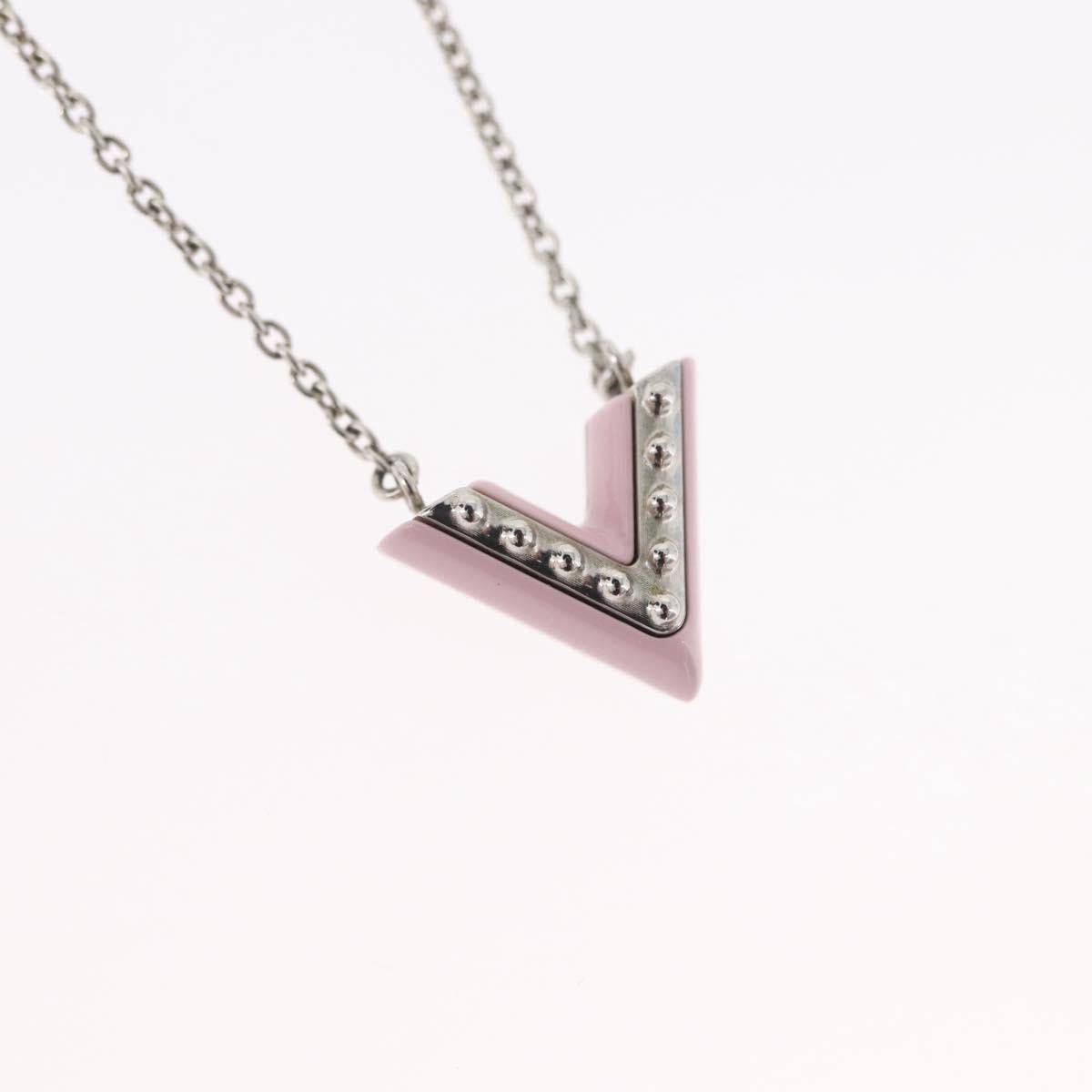 LOUIS VUITTON Essential V Necklace metal Pink M63182 LV Auth ka2321M