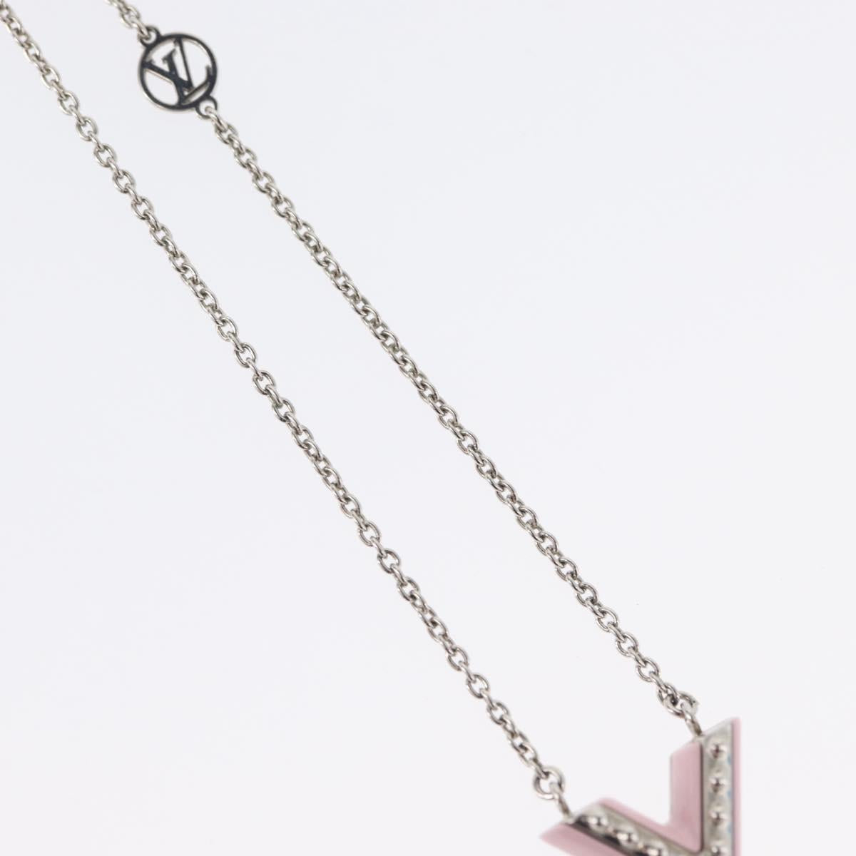 LOUIS VUITTON Essential V Necklace metal Pink M63182 LV Auth ka2321M