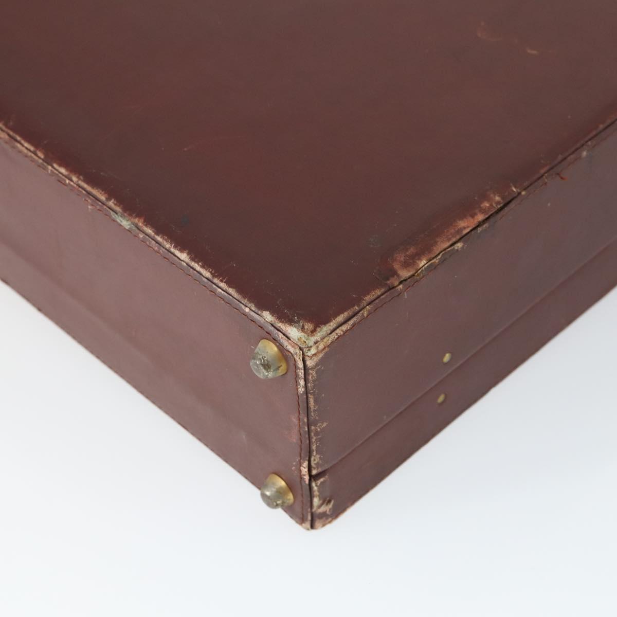 CARTIER Trunk Must Line Trunk Leather Bordeaux Gold Auth ka2326