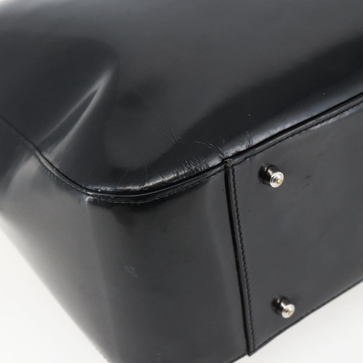 GUCCI Hand Bag Patent leather Black Silver 000 1013 0504 Auth ka2334