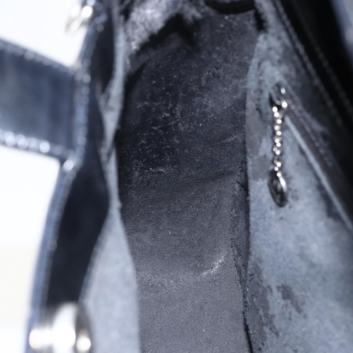 GUCCI Hand Bag Patent leather Black Silver 000 1013 0504 Auth ka2334