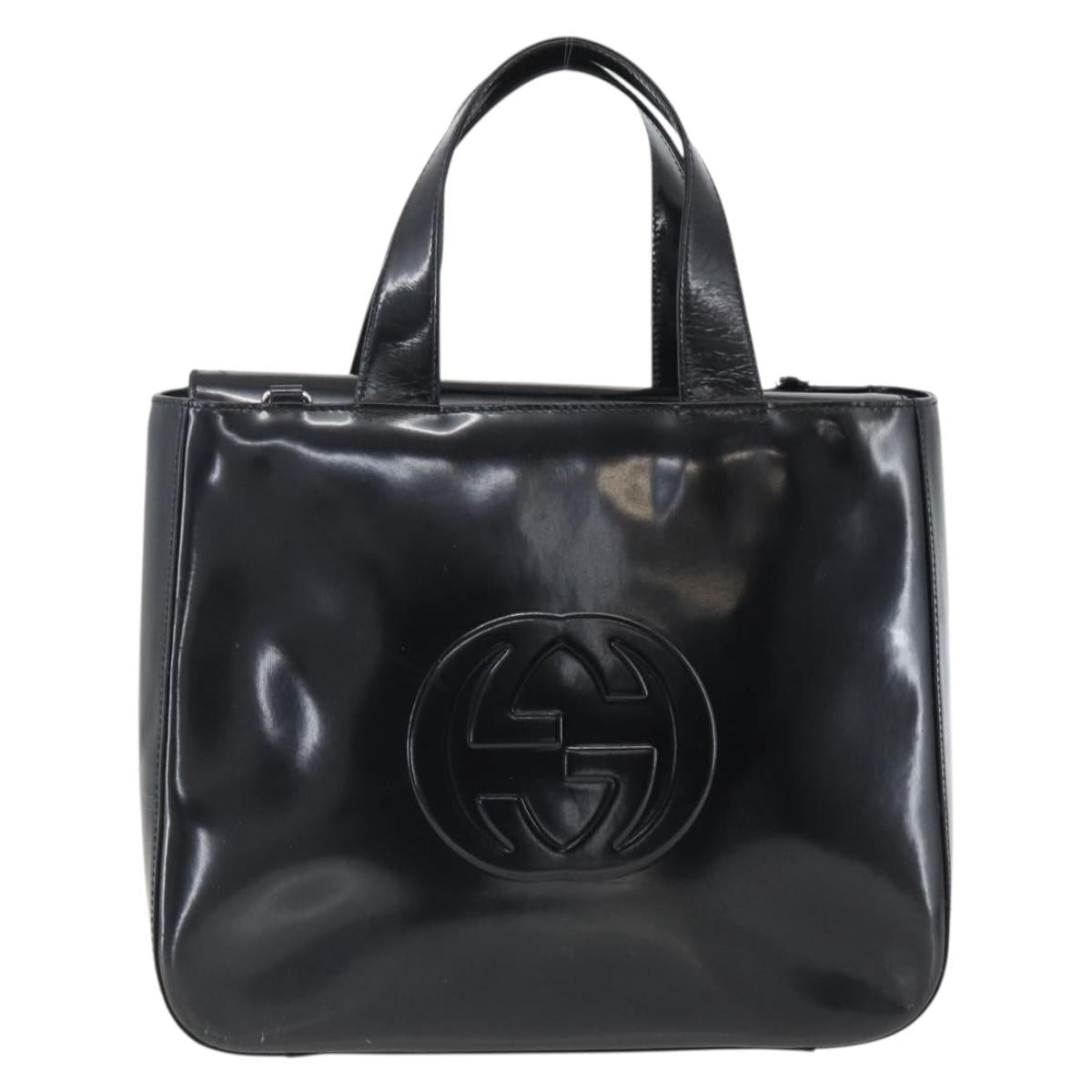 GUCCI Hand Bag Patent leather Black Silver 000 1013 0504 Auth ka2334