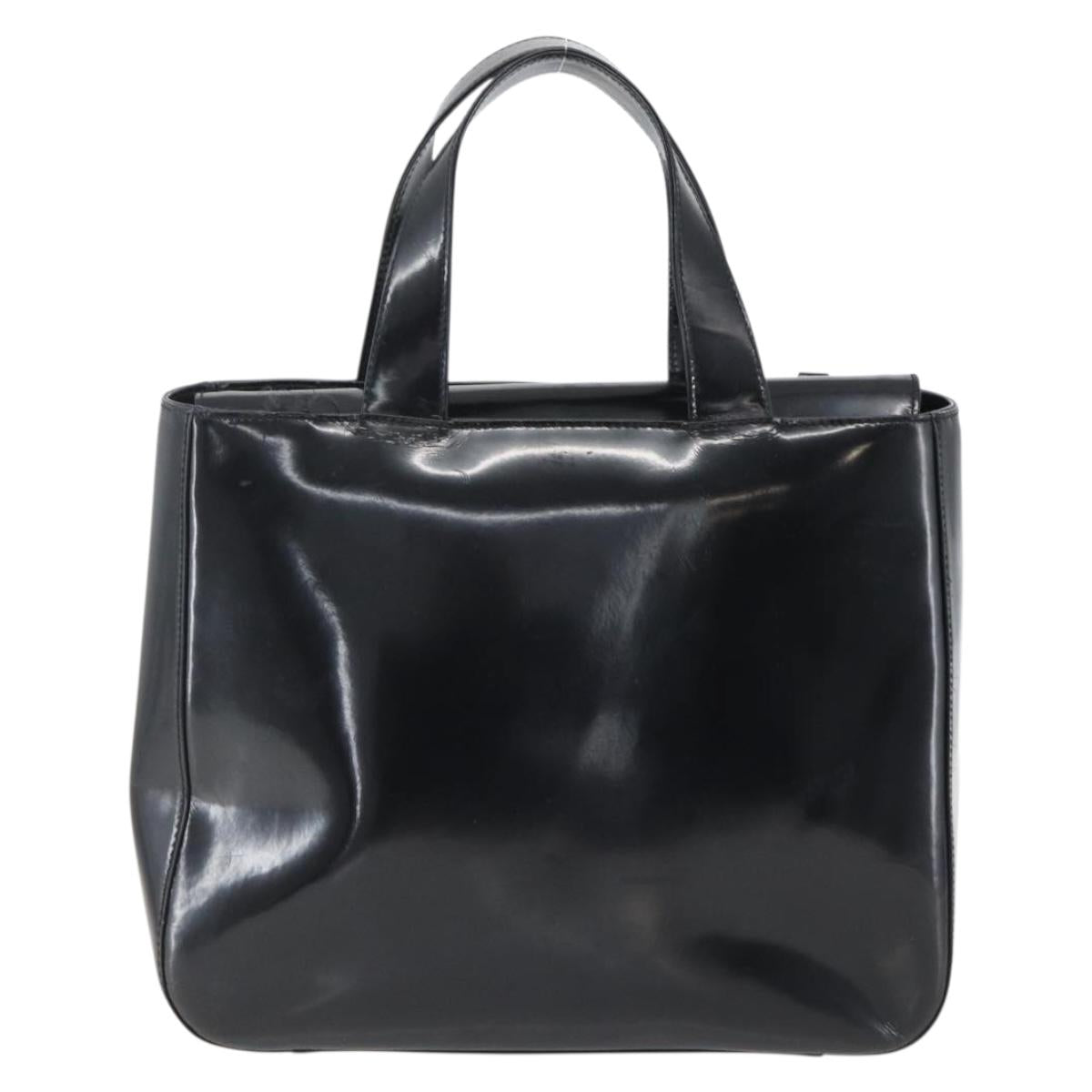 GUCCI Hand Bag Patent leather Black Silver 000 1013 0504 Auth ka2334