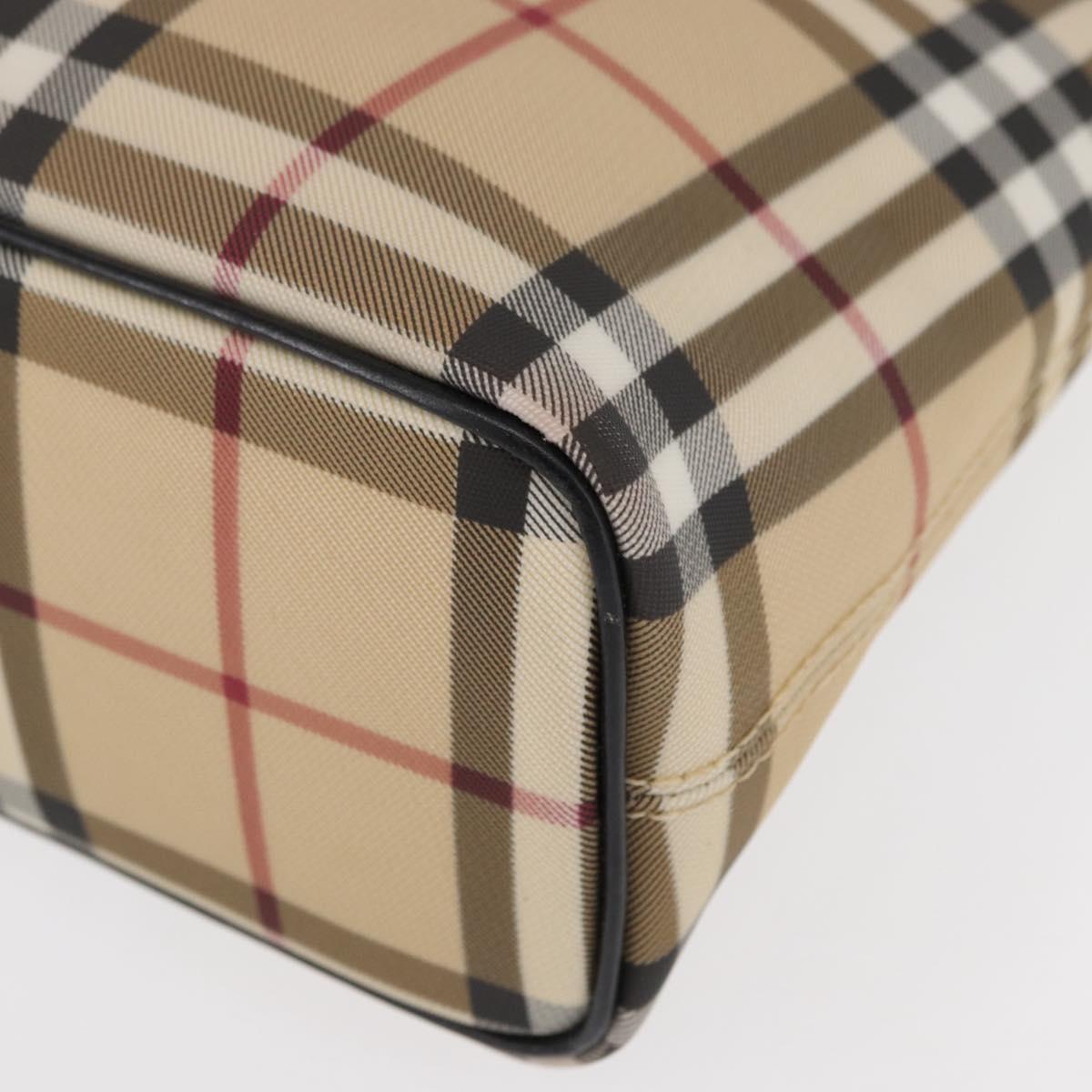 BURBERRY Nova Check Hand Bag PVC Beige Silver Auth ka234