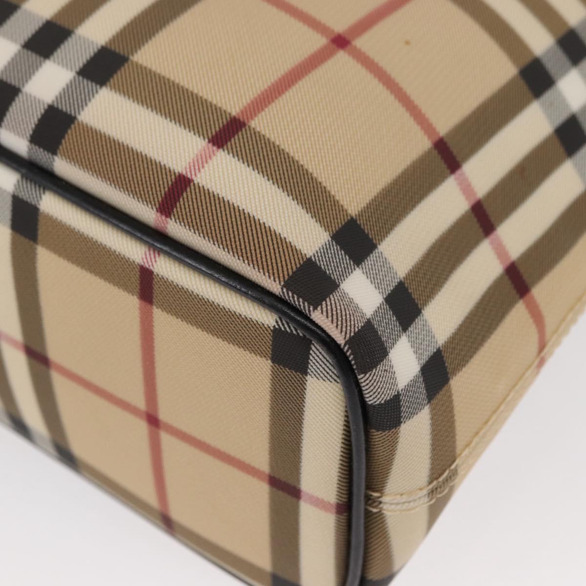 BURBERRY Nova Check Hand Bag PVC Beige Silver Auth ka234