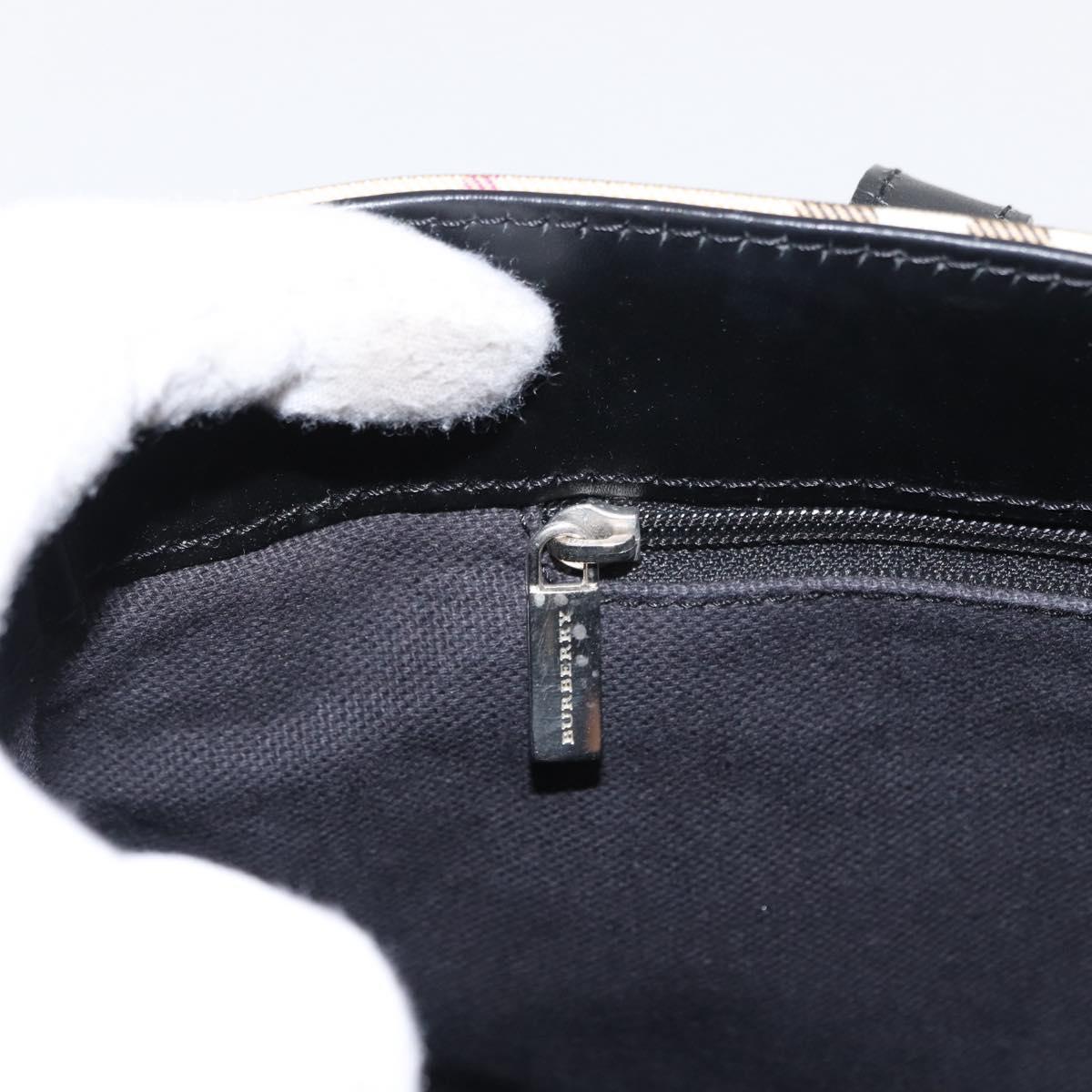 BURBERRY Nova Check Hand Bag PVC Beige Silver Auth ka234