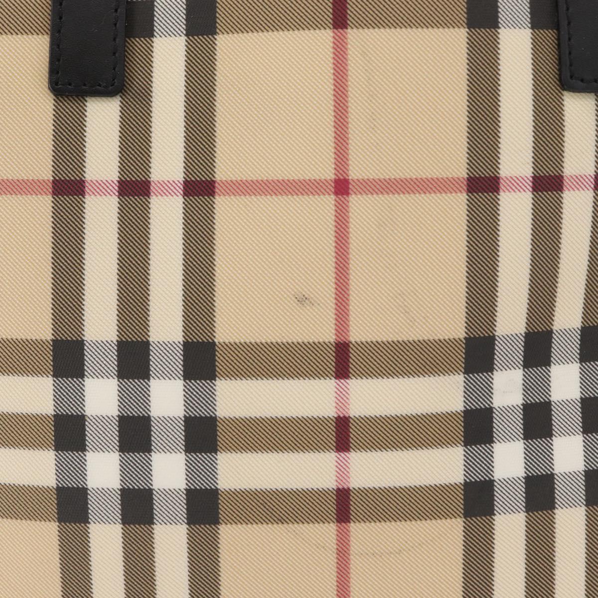 BURBERRY Nova Check Hand Bag PVC Beige Silver Auth ka234