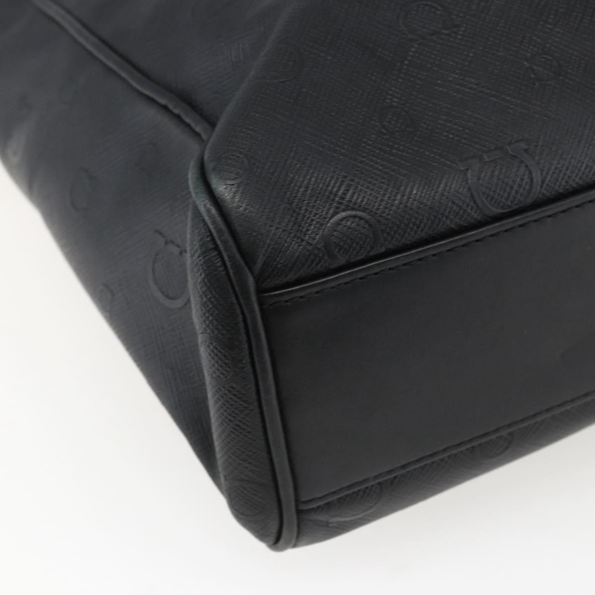 Salvatore Ferragamo Gancini Tote Bag Leather 2way Black Auth ka2346
