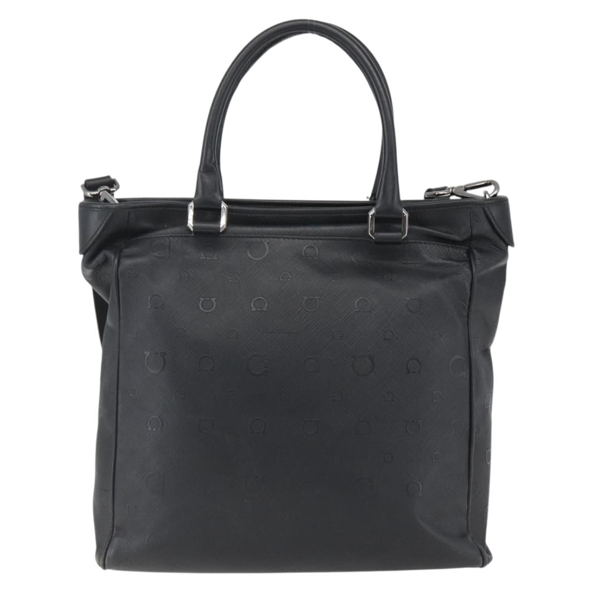 Salvatore Ferragamo Gancini Tote Bag Leather 2way Black Auth ka2346