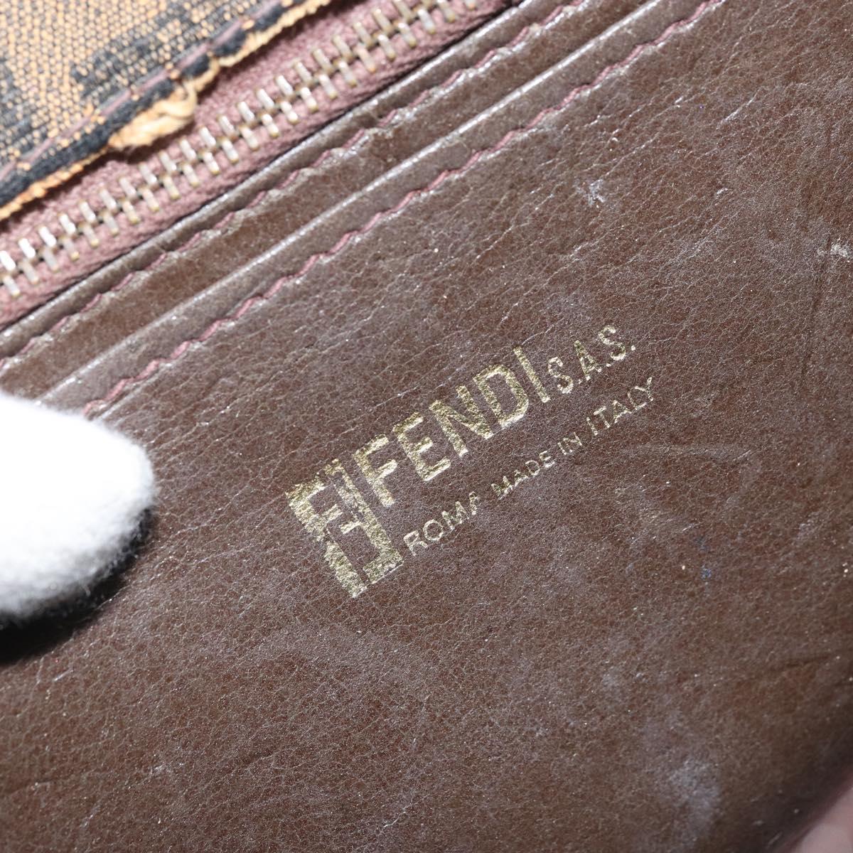 FENDI Zucca Canvas Shoulder Bag Black Brown Auth ka2348