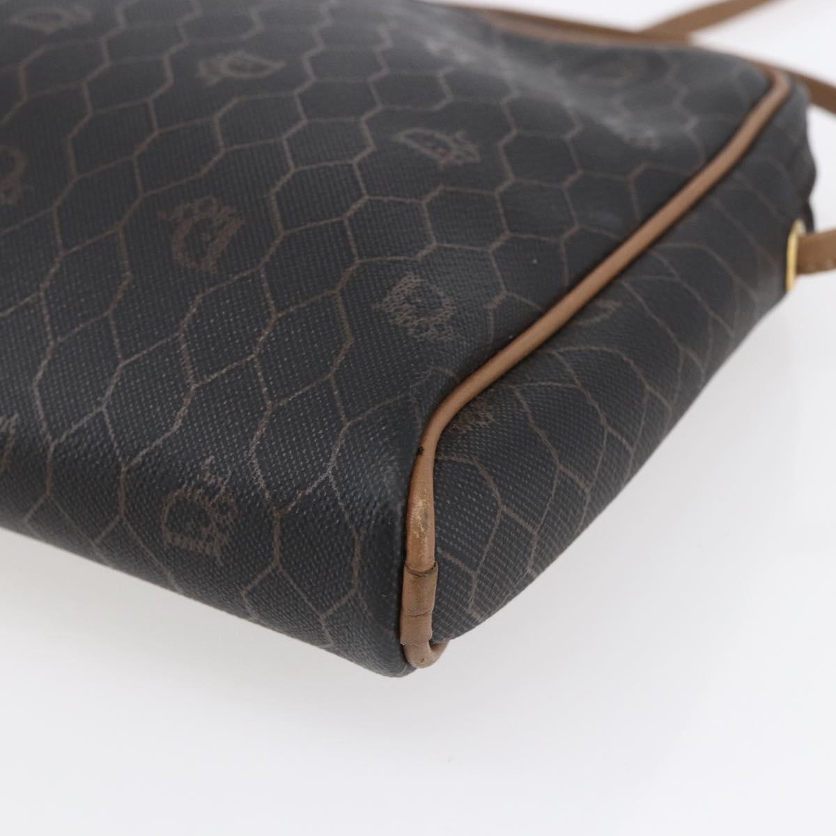Christian Dior Honeycomb Canvas Shoulder Bag PVC Black Gold Auth ka235