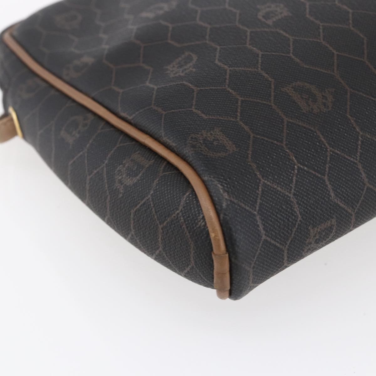 Christian Dior Honeycomb Canvas Shoulder Bag PVC Black Gold Auth ka235