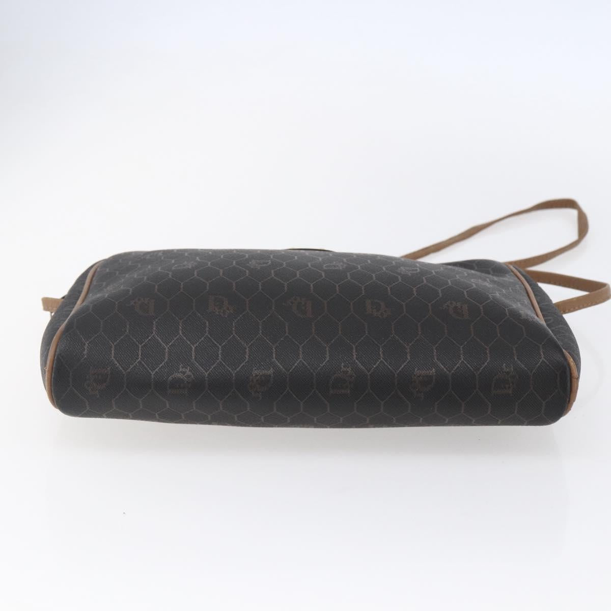 Christian Dior Honeycomb Canvas Shoulder Bag PVC Black Gold Auth ka235