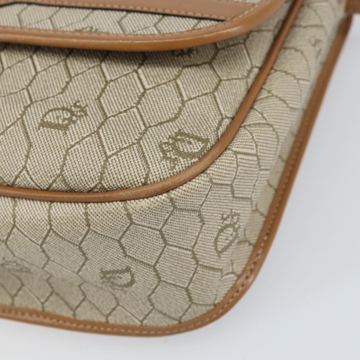 Christian Dior Honeycomb Canvas Shoulder Bag PVC Beige Gold Auth ka2352