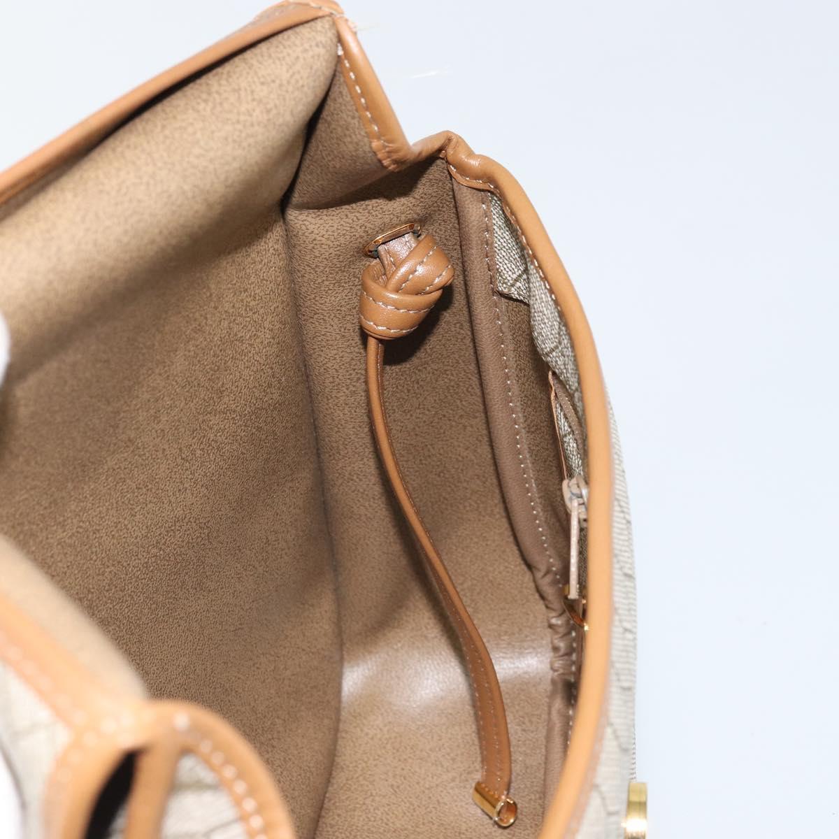 Christian Dior Honeycomb Canvas Shoulder Bag PVC Beige Gold Auth ka2352