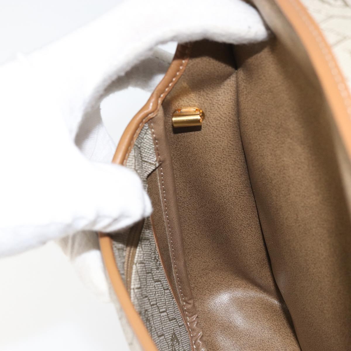 Christian Dior Honeycomb Canvas Shoulder Bag PVC Beige Gold Auth ka2352