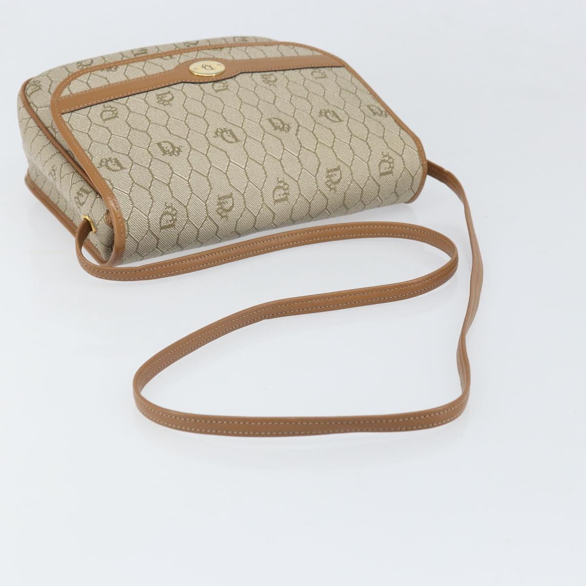 Christian Dior Honeycomb Canvas Shoulder Bag PVC Beige Gold Auth ka2352